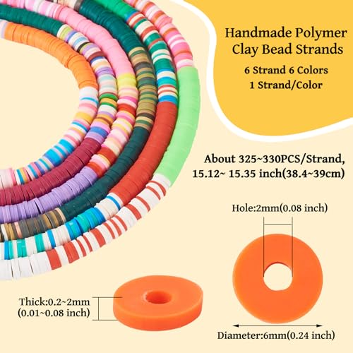 6 Strands Polymer Clay Heishi kralen Disc / Flat Ronde 6 Kleuren Handgemaakte Polymer Clay Spacer Kralen Bulk voor DIY armband ketting sieraden maken 4