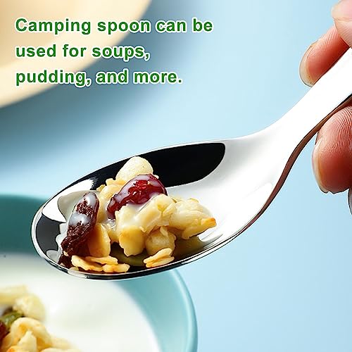 Göffel Camping Bestek Herbruikbare Sport Roestvrij staal Portable Travel Bestek met Bestek Bag voor Picknick, Outdoor Reizen (Groen 4