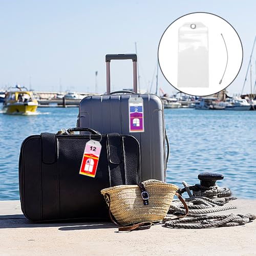 12 stuks Cruise Bagage Tags, 9x19cm Grote Heldere Plastic Bagage Tags Heldere Bagage Tags Geritsde en stalen lusjes, Waterdichte Cruise Bagage Tags voor 4