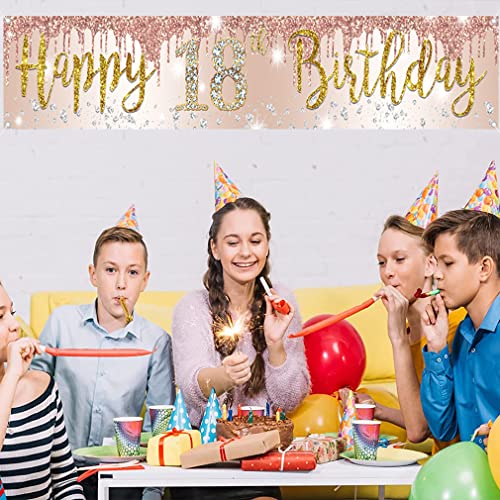 18e verjaardag decoratie voor meisje, schattig 18e verjaardag banner roos goud, stof teken 18e verjaardag poster, 18e verjaardag tuin banner voor meisjes verjaardag feest welkom teken tuin decoratie 4