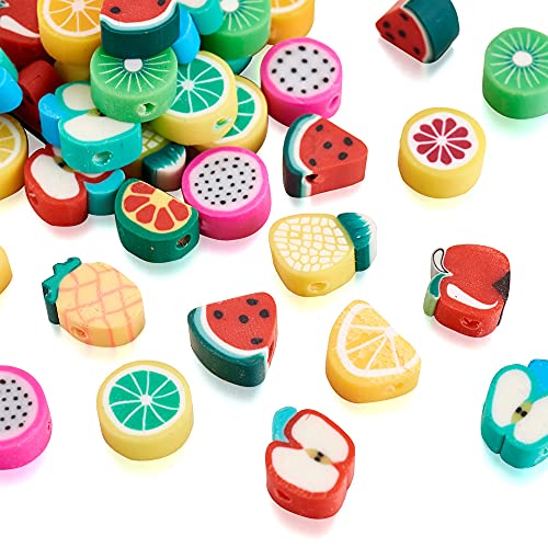 50 st Polymer klei kralen gemengd fruit thema zachte pot kralen voor sieraden maken ketting armbanden gat: 1.5mm