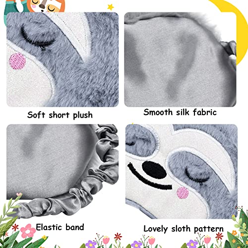 Slaapmasker grappig, zat en schattig grijs luiaard slaapmasker vrouwen pluche die slaapmasker kinderen jongeren blinddoek om te slapen, voor kinderen, meisjes, vrouwen, met 5 elastieken 3