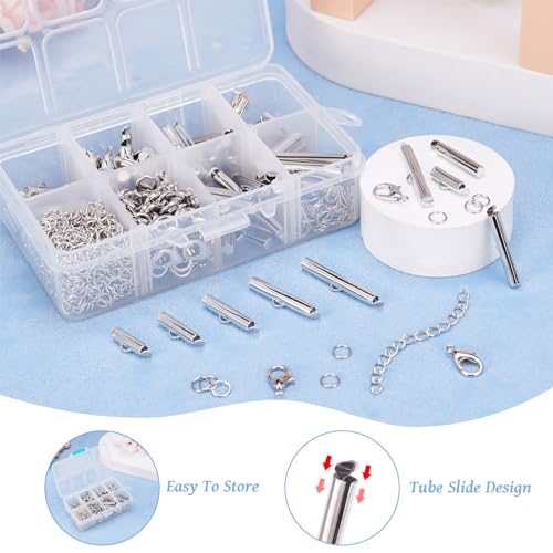 Iron Slide On End Tube sluitingen met 70 st Twist Extender Kettingen, 240 st. Legering Kreeft Klauwsluitingen voor sieraden maken 4
