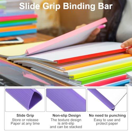 10 stuks Bindstangen, 15mm Bindstangen Slide Handvat 120 Sheets Capaciteit A4 Maatrapport Map Driehoek Presentatie Map voor Rapport Cover Hervatten, Paars 4