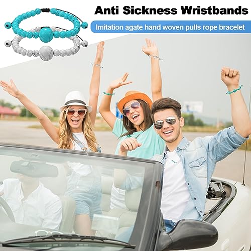Sea Band Anti-Musea 2 stukken verstelbare beweging armbanden Anti-Musea Armbanden Cadeaus voor Vrouwen voor Auto Reizen Beweging Ziekte Kruk Groen Wit, Imitatie Agaat Glazen Kralen