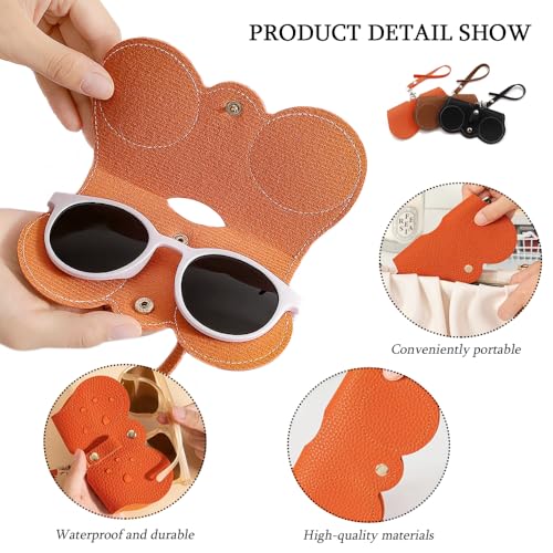 3 stuks zonnebril geval, slanke glazen geval zachte lederen zonnebril zak PU lederen glazen geval met Lanyard Travel beschermende hoes voor glazen draagbare glazen Organisator zak voor vrouwen mannen 3