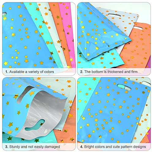 Pak van 30 Party Bags Kleurrijke Pentacle Plastic kleine Cadeautassen, 5 kleuren, verjaardag Cadeautassen voor meisjes en jongens, kleurrijke Cadeautassen, Perfect voor