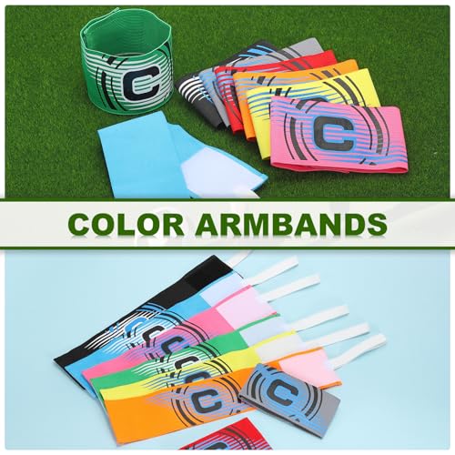 Voetbal Captain Armband, 10Pcs Captain Armbanden voor Voetbal Elastische Captain C Armband Sport Captain Armbanden voor jeugd volwassen voetbal Team Training Grass Groen 5