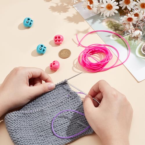 9,8m Stitch Cord, 2mm Holle Rubber Tube, Breien kappers koord met 5.5mm Hole naaldstoppers voor het vasthouden van steken, armband, ketting kralen, kleurrijke 3
