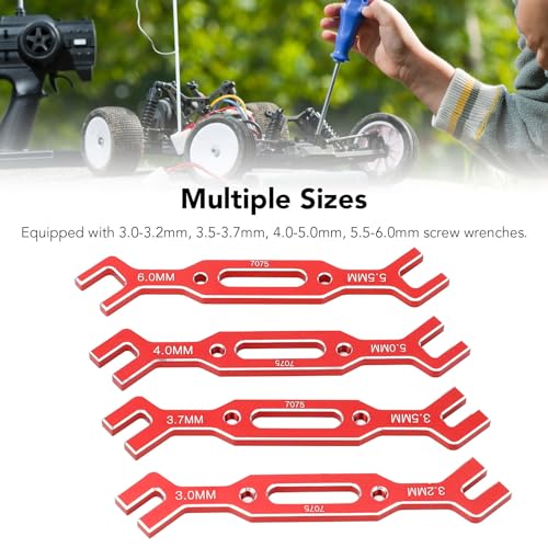 RC Tie Rod adjustment wrench, RC auto ball Joint Remover Aluminium RC Car Tools voor 1/10 1/16 3,0Mm-6.0mm Model RC Car (Red) 3