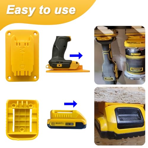 Batterijhouder voor Dewalt 20 V Batterij en 20 V Dewalt 20 V Drill Tool Holder Kit Geel met riemclip voor Dewalt Schroeven (verpakking van 5) 4