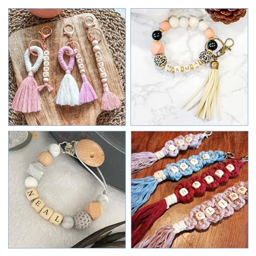 250 st Houten Letter Kralen 8mm Kubus A-E-I-O-U Houten Alfabet Spacer Kralen Horizontale Hole Houten Kralen Gedrukte Natuurlijke Houten Kralen voor DIY Sieraden maken antieke 3