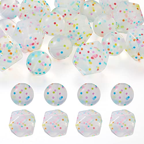 20 st. Regenboog Polka Dots Siliconen kralen Hexagon/Round Zachte Rubber kralen Clear Siliconen Focal Kralen Spacer Kralen voor DIY armband sieraden Makin
