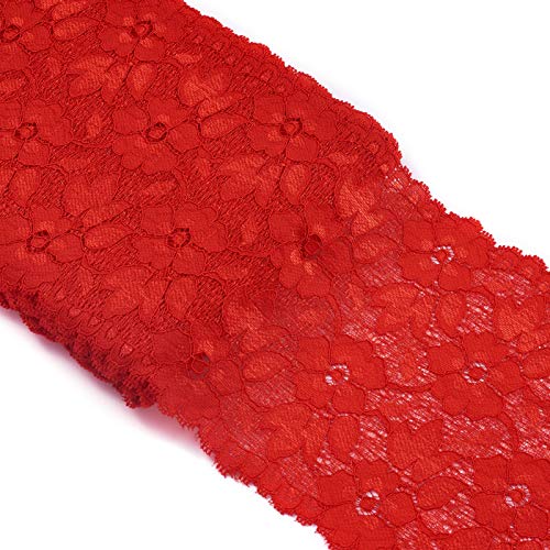 10 meter 6.3 Inch Brede Stretchy Lace Ribbon Borduren Bloemen Patroon Elastische Stof Trim voor Garment Craft Wedding Gift Decor, Grey