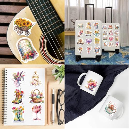 Flower Sticker Set Stickers voor tieners Volwassenen 50 stuks Bloemen Waterdicht Vinyl voor auto, Motorfiets, Fiets, Skateboard, Snowboard, Bagage, Laptop, Koffer, Helm, Motorfiets 4