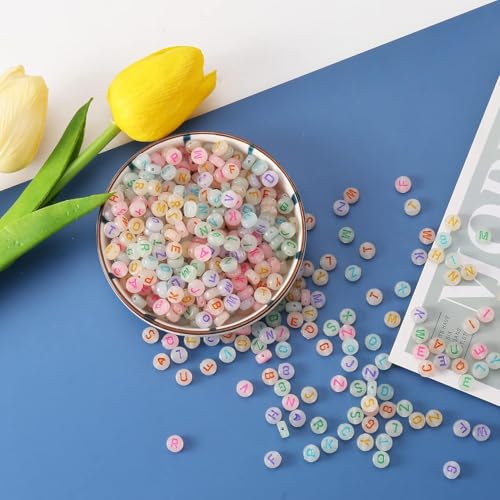 Letterkralen, ca. 1000 stuks, lichtgevende brief kralen, ambachtelijke kralen, acryl kralen (lichtgevende kleurrijke) 5