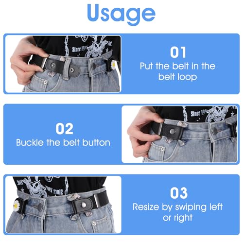 4 Piece Belts Without Buckle for Men and Women, Daisy Buckle-free Onvisible Elastische verstelbare Jeans Belt, kleurrijk 4
