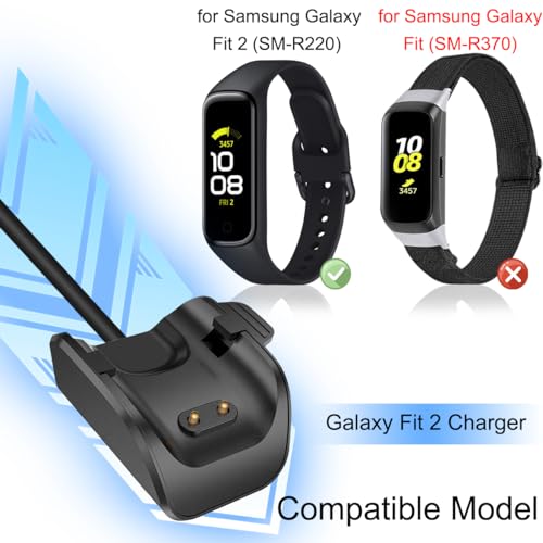 Laadkabel voor Galaxy Fit 2, USB-oplader stand, vervanging opladen Doc Kabel voor Samsung Galaxy Fit2 SM-R220 Sporthorloge, Smart Watch Accessoire Adapter, 1 m & 0,15 m, Pack van 2