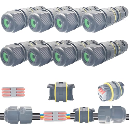 Waterdichte verbindingsdoos, Dujelixa M25 Kabelconnectoren IP68, externe mouwkoppeling voor Power Cord Wire bereik 6-11mm, elektrische buitendoos 2/3 Way Line, externe mouw koppeling voor Power Cord (8