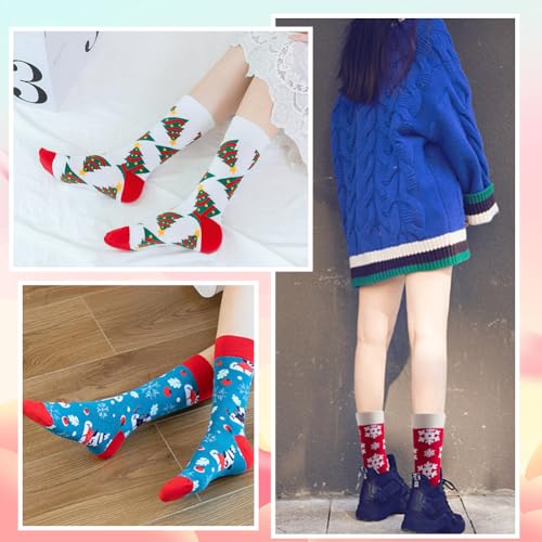 Kerstsokken voor vrouwen, 4 paar werkdagen, kerstpatroon, comfortabele katoenen sokken, maat 39-42, Multicolor, 39-42 EU, Multicolour 4