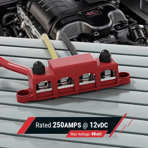 2Pcs Power Distribution Blok 4 Terminal Studs M8 Schroefbus Bar DC 48V 250A voor autoboot 3