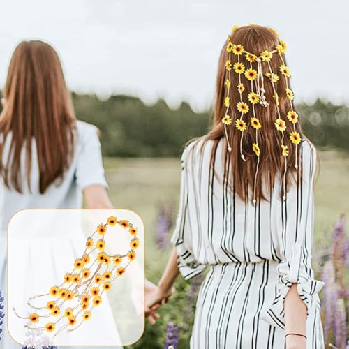Zonnebloem haarband, Zonnebloem haarkrans hoofdstuk, Boheemse haarbanden, Boheemse stijl, Geschikt voor strand, feest, bruiloft decoratie 5