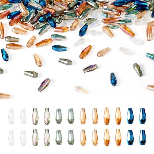 120 st. Teardrop glazen kralen - 6 kleuren Galvaniseren Facet verticaal gat - 0,8mm voor doe-het-zelf Sieraden maken