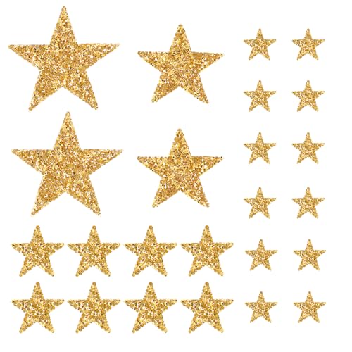 Verpakking van 24 Star Iron-on platen, Gold Rhinestones, Sterren voor Strijken op Rhinestones, Star Appliques, Glitter Star, Sew-on op Iron-on platen, Strijkplaten voor Strijken On