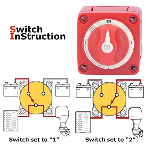 Batterijschakelaar, Batterijschakelaar, 300A, 3 posities, Dual Circuit Power Diconnect Cut Isolator voor Marine Boat Car Truck Trump 4