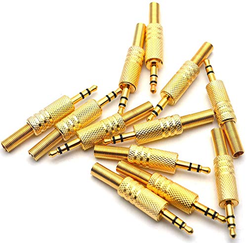 12st TRS Man Plug Vervanging 3 Pole 3.5mm Man Reparatie Headphone Jack Plug Metal Audio Soldering Adapter Converter Headset Connector Stereo Plug (Gilded)