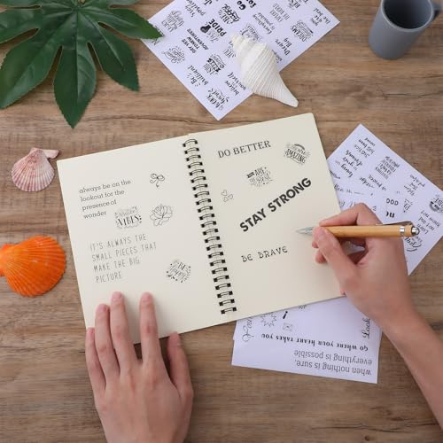 8 Sheets Zwarte Stickers Inspirerende citaten Motivationele esthetische woorden Mooie woorden Positieve bevestiging Stickers voor studenten Leraren Decor Laptop Scrapbook 4