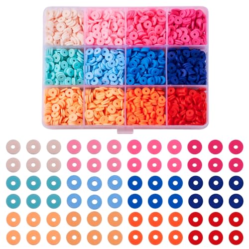 120G handgemaakte polymeer klei kralen voor armbanden, Heishi kralen, schijf kralen, gemengde kleur platte ronde kralen voor sieraden maken kit vriendschap armband kit ketting oorbellen