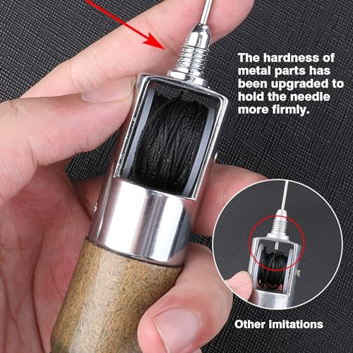 Naaien Uil Lederen Schoen Reparatie Gereedschap, Automatic Lock Stitching Naaien Uil Gereedschap, Quick Stitch, 3 Naalden + Koperen Handvat 4