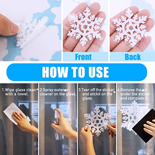 9 Sheet Large Size Kerst Snowflake Stickers Herbruikbare Xmas Window Clings PVC Static Self Sticker voor Kerstmis Winter decoraties Party Ornamenten 4