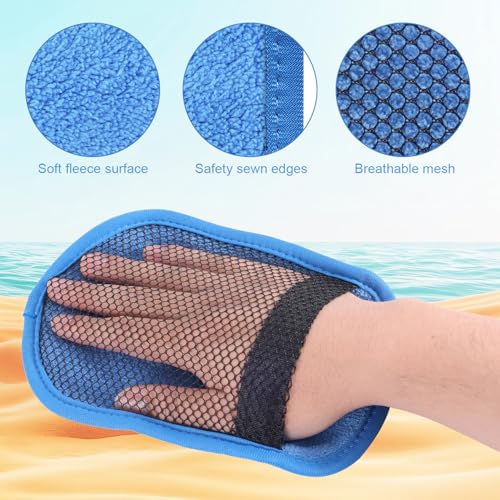 2 stuks Zand Verwijderaar voor strand, zachte huid Vriendelijke Coral Fleece Zand Reiniging Handschoenen ademende Zand Verwijderaar Bag voor Seaside Travel Holiday Essentials 4