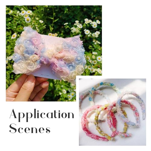 10m Kant Stof 3D Rose Chiffon Borduurwerk Kantlint 60mm Brede Bloem Mesh Borduren Kant Trim voor DIY Crafts Naaien Trouwjurk Decoratie, Licht Sky Blue 5