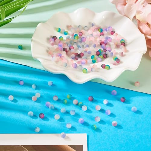 200 stuks 4 mm kraken glazen kralen matglas spacer kralen 10 kleuren tweekleurige ronde kralen dikke kraal bulk voor ambachten aangewezen armband ketting sieraden maken 3