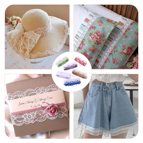 30 Yards Flower Lace Trim Ribbons 6 Kleuren 30mm Brede Etnische Style Polyester Golf Trim Assorted Lace Trim voor Naaien Project Geschenk Gewikkeld Party Decor