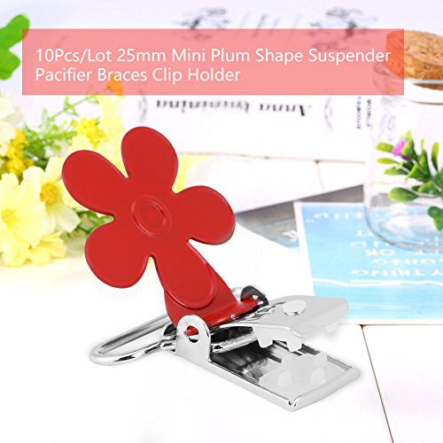 10 talg. Schnuller Hosenträgerclips, Mini Pflaumenform Hosenträger Schnuller Klammerdumbell, Ringinnendurchmesser: 25 mm 4