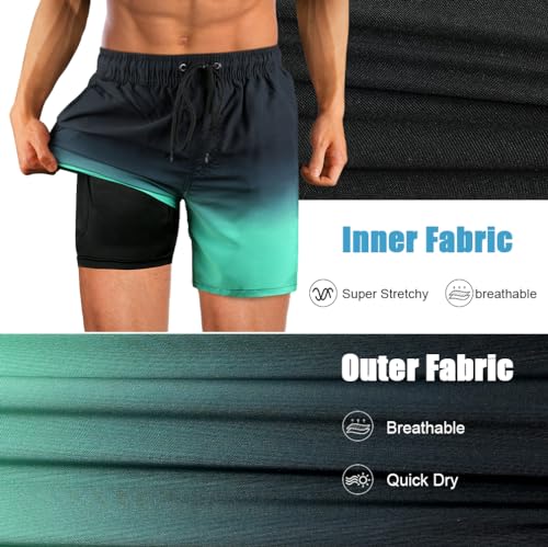 Zwemwagens voor heren, Compressie Zwemwagens, 2-in-1 Board Shorts met Pockets, Quick-Drying Surf Board Shorts 4