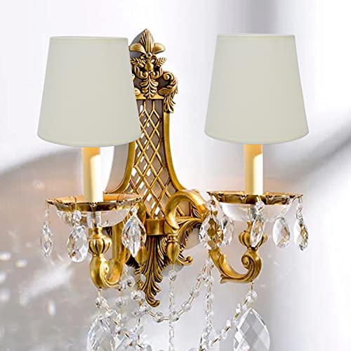 European Style Lampschade, 2 stuks, Cilindrische stof Lampschade, E14 Kroonluchter, Tafellamp, Vloerlamp, Slaapkamer, Woonkamer, Kantoor, Kamer, Kleurkeuze (Wit) 4