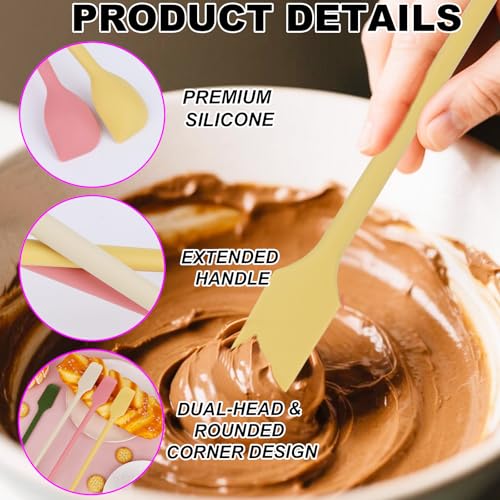 4 st. Set van Mini Siliconen Spatula's, Dubbelzijdig Multifunctioneel Kleine Keuken Scraper Lange Lepel Herbruikbare Stirling Rod voor Jam Cake Cream Butter Glaze Lotion (4 kleuren) 4