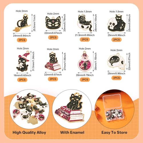 16st Halloween & Cat Emaill Hanger Magic Thema Cat Charms Mooie Animal Halloween & Christmas Dangle Bedels voor DIY Ketting oorbellen sieraden maken, Email, Emaill 4