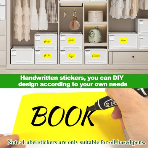 Etiketten voor Opbergdozen 12 stuks, 4 x 6,6 inch geel handschrift grote kleverige etiketten zelfklevende etiketten stickers voor deurnummer opbergdozen