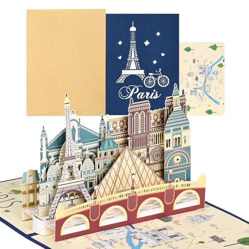 Pop-upkaart Parijs - Eiffeltoren - 3D Travel Voucher Cadeaubon voor Paris Trip of Huwelijksreis, Verjaardag Cadeaubon voor verjaardag, Frankrijk Vakantie Cadeaubon