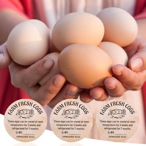 1000 Stuks Datumstickers voor Scharraleieren, 5cm Ronde Zelfklevende Etikken Ongewassen Eierdozen Verpakkingen voor Kleine Bedrijven en Boerenmarkten 4