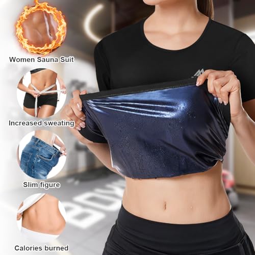 Sauna vest, afslanken vest, saunakvest, sport- en gymtank, buikcontrole, afvallen, hitte vallen T-shirt, voor dames, L 5