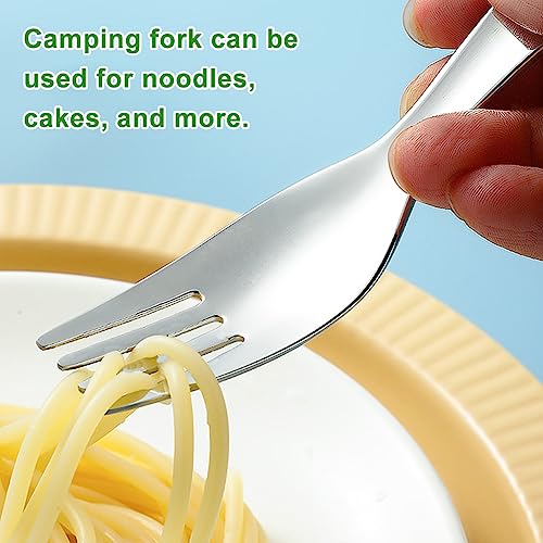 Göffel Camping Bestek Herbruikbare Sport Roestvrij staal Portable Travel Bestek met Bestek Bag voor Picknick, Outdoor Reizen (Groen 5