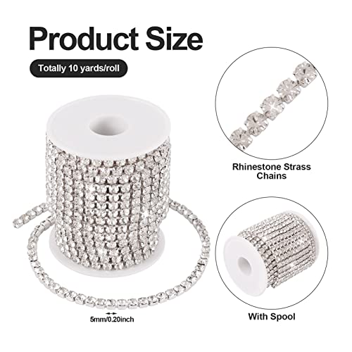 10 Yards Crystal Rhinestone Kettingen 5mm Trimmen Klauw Ketting Messing Zilver Rhinestone Cup Kettingen voor DIY Naaien Craft sieraden maken 3