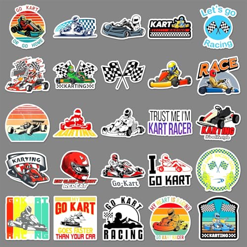 De Kart Stickers voor tieners en volwassenen, 50 stuks, Karton, Vinyl, Sticker Set, Auto, Motorfiets, Fiets, Skateboard, Snowboard, Bagage, Laptop, Koffer, Helm, Motorfiets, Computer 3